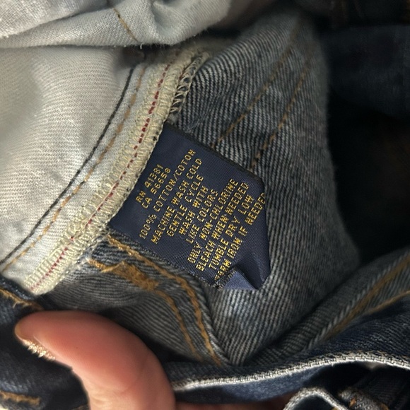 Polo Ralph Lauren Mens Jeans 34 Varick Slim Straight Dark Blue Denim Dungaree - Picture 9 of 10